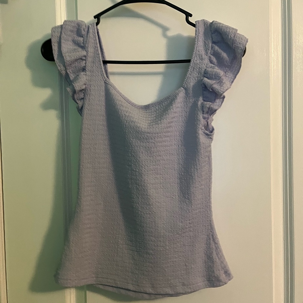 Lavender Ruffle Sleeve Top - Picture 3 of 3